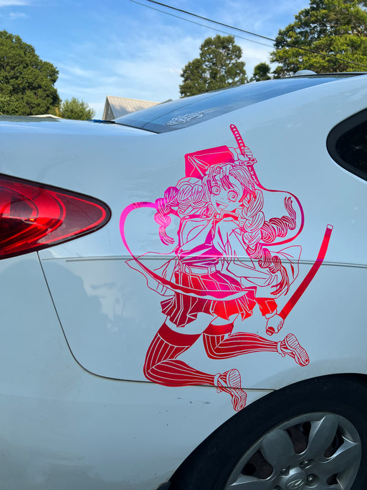 Girl Large Anime Car Graphic | Anime | Vinyl Car Truck Wall Decals | Stickers | Removable | SVG | Birthday Gifts | Fathers Day Gift