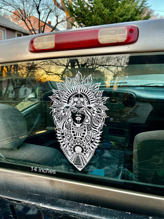 Aztec Women Skull Large Car Graphic Decal | Vinyl Car Truck Wall Decals | Stickers | Removable | SVG |Mothers day |Birthday Gift | Fathers Day Gift