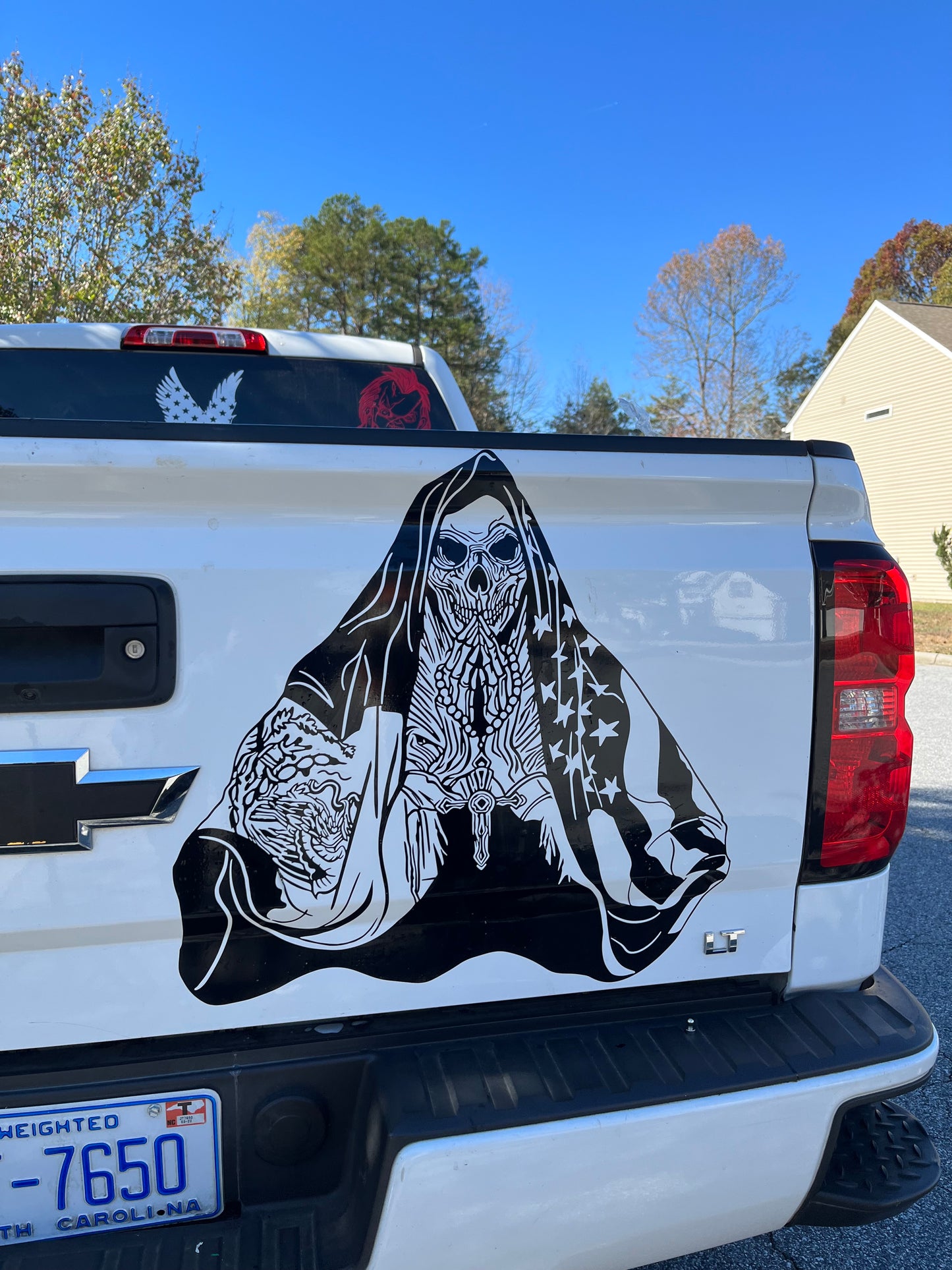 Mexican American Santa Muerte Large Car Graphic Decal | Vinyl Car Truck Wall Decals | Stickers | Removable | SVG |Mothers day |Birthday Gift | Fathers Day Gift